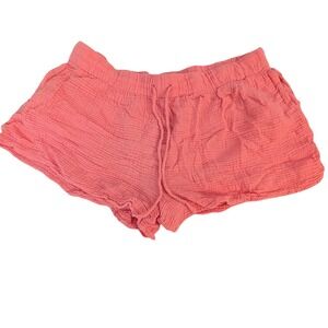 LAKE‎ Pajamas Coral Pink Crinkle Gauze Drawstring Lounge Shorts Women's Size L